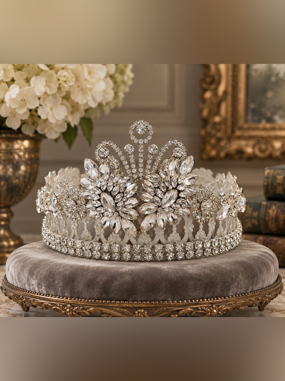Aurelia Decor Crown – Crystal Starburst Crown, Radiant Statement